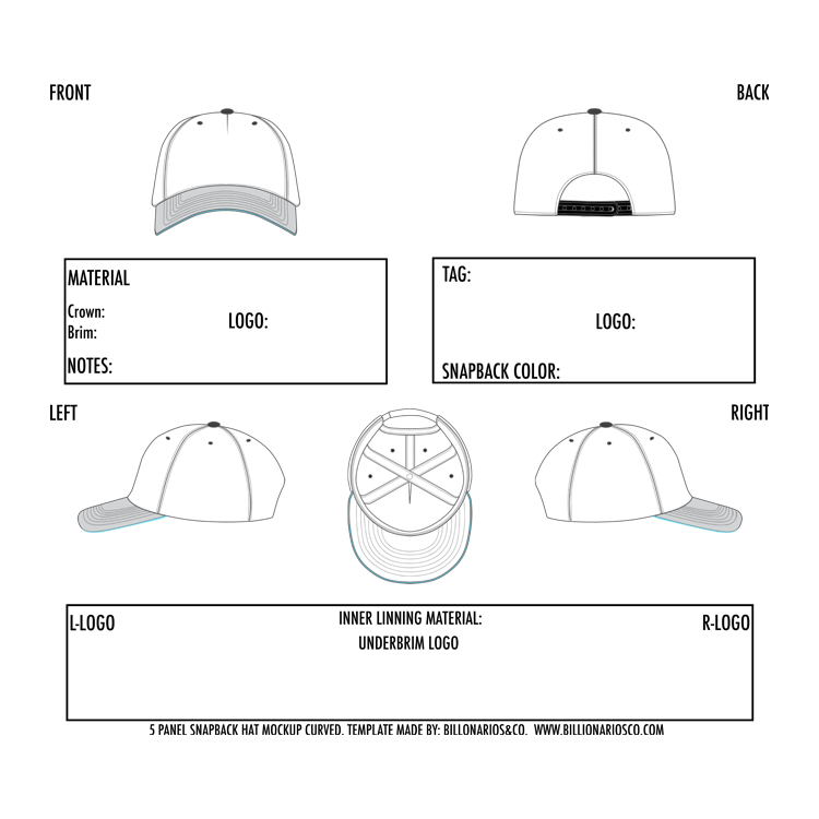 GORRA SNAPBACK DE 5 PANELES CON PLANTILLA CURVA